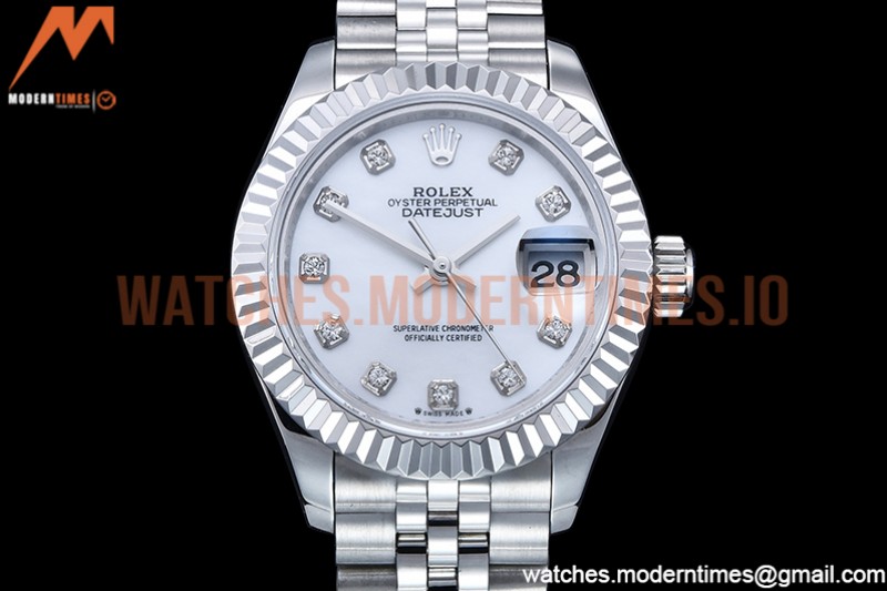 Rolex - DJ Ladies 28mm Jub Flt 904L SS/SS M-Wht/Dia GMF A2671