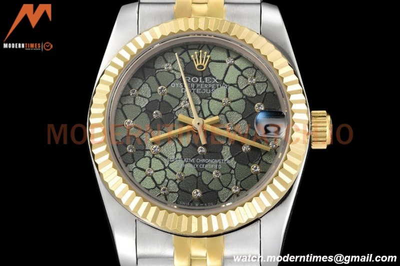 Rolex - Datejust Ladies 278273 31mm Jub Flt YG/SS F-Green/Dia GDF MY8215