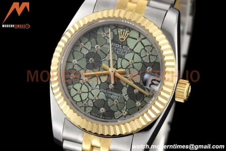 Rolex - Datejust Ladies 278273 31mm Jub Flt YG/SS F-Green/Dia GDF MY8215