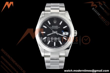 Rolex - Datejust 126300 41mm Oys Smt 904L SS/SS Blk/Stk VSF VS3235