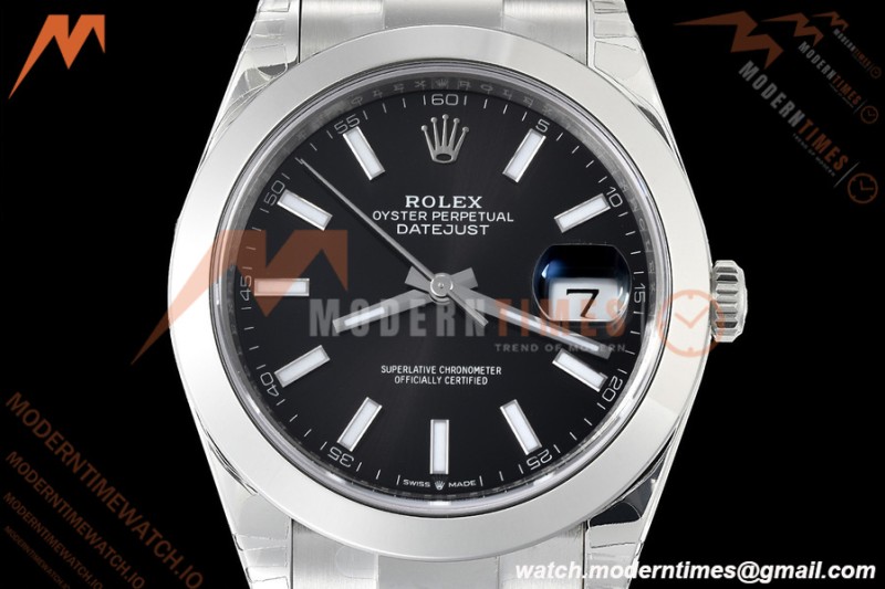 Rolex - Datejust 126300 41mm Oys Smt 904L SS/SS Blk/Stk VSF VS3235