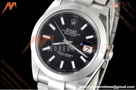 Rolex - Datejust 126300 41mm Oys Smt 904L SS/SS Blk/Stk VSF VS3235