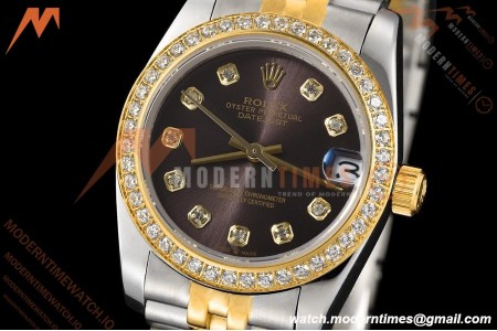 Rolex - Datejust Ladies 278383 31mm Jub Dia YG/SS Brn/Dia GDF MY8215