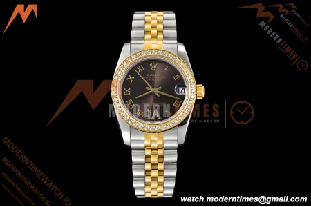 Rolex - Datejust Ladies 278383 31mm Jub Dia YG/SS Brn/Rmn GDF MY8215