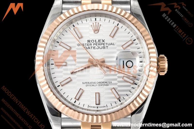 Rolex - Datejust 126231 36mm Jub Flt 904L RG/SS Silver Textured/Stk VSF VS3235