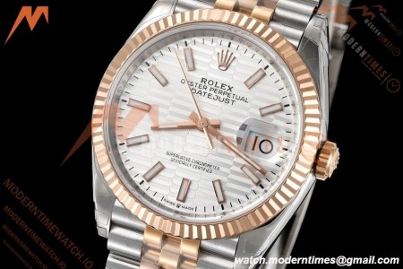 Rolex - Datejust 126231 36mm Jub Flt 904L RG/SS Silver Textured/Stk VSF VS3235