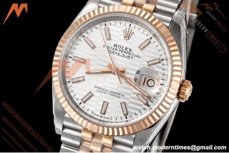 Rolex - Datejust 126231 36mm Jub Flt 904L RG/SS Silver Textured/Stk VSF VS3235