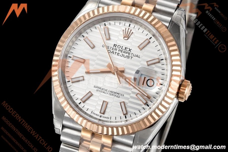 Rolex - Datejust 126231 36mm Jub Flt 904L RG/SS Silver Textured/Stk VSF VS3235