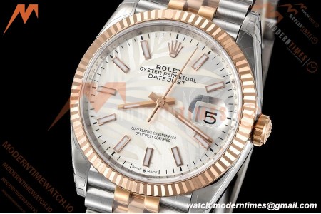 Rolex - Datejust 126231 36mm Jub Flt 904L RG/SS Silver Palm/Stk VSF VS3235