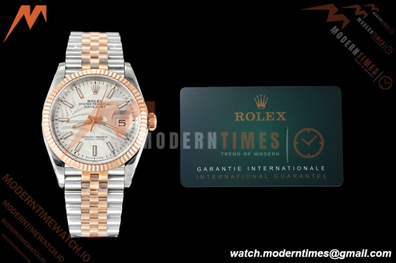 Rolex - Datejust 126231 36mm Jub Flt 904L RG/SS Silver Palm/Stk VSF VS3235