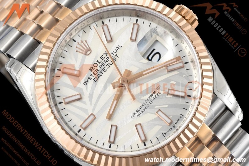 Rolex - Datejust 126231 36mm Jub Flt 904L RG/SS Silver Palm/Stk VSF VS3235