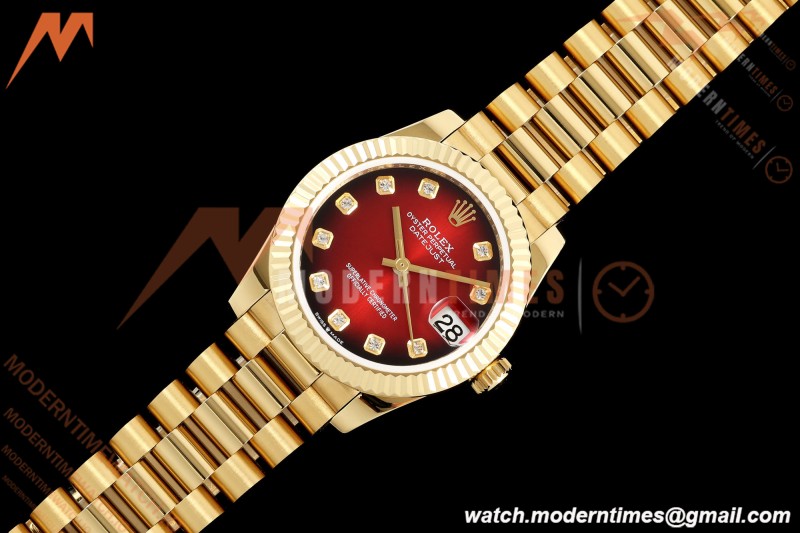 Rolex - Datejust Ladies 278278 31mm Pre Flt YG/YG Red/Dia GMF A2824