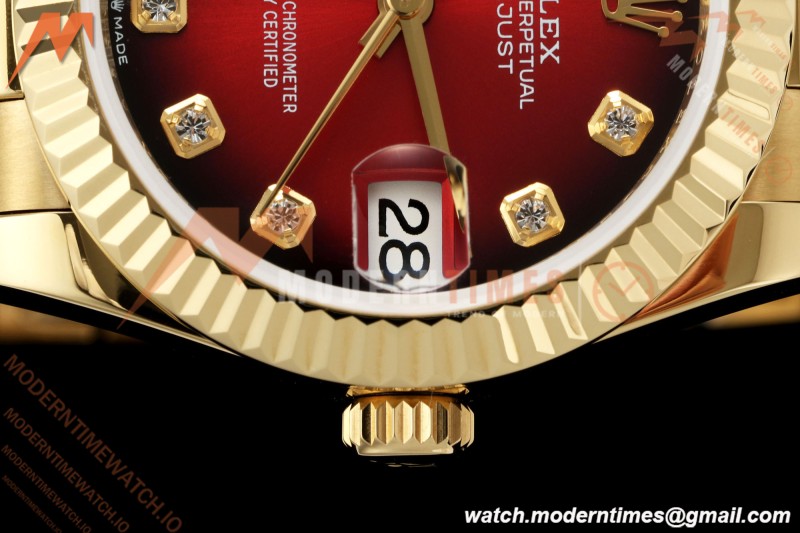 Rolex - Datejust Ladies 278278 31mm Pre Flt YG/YG Red/Dia GMF A2824