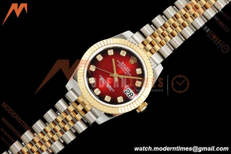 Rolex - Datejust Ladies 278383 31mm Jub Flt YG/SS Red/Dia GMF A2824