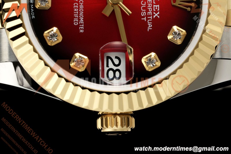 Rolex - Datejust Ladies 278383 31mm Jub Flt YG/SS Red/Dia GMF A2824