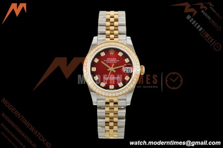Rolex - Datejust Ladies 278383 31mm Jub Dia YG/SS Red/Dia GMF A2824 | 롤렉스 – 데이트저스트 데이멘 278383 31mm Jub Dia YG/SS Rot/Dia GMF A2824
