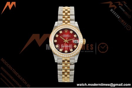 Rolex - Datejust Ladies 278383 31mm Jub Dia YG/SS Red/Dia GMF A2824 | 롤렉스 – 데이트저스트 데이멘 278383 31mm Jub Dia YG/SS Rot/Dia GMF A2824