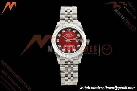 Rolex - Datejust Ladies 278274 31mm Jub Flt SS/SS Red/Dia GMF A2824 | 롤렉스 - 데이트저스트 레이디스 278274 31mm 주브 플랫 SS/SS 레드/다이아 GMF A2824