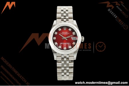 Rolex - Datejust Ladies 278274 31mm Jub Flt SS/SS Red/Dia GMF A2824 | 롤렉스 - 데이트저스트 레이디스 278274 31mm 주브 플랫 SS/SS 레드/다이아 GMF A2824
