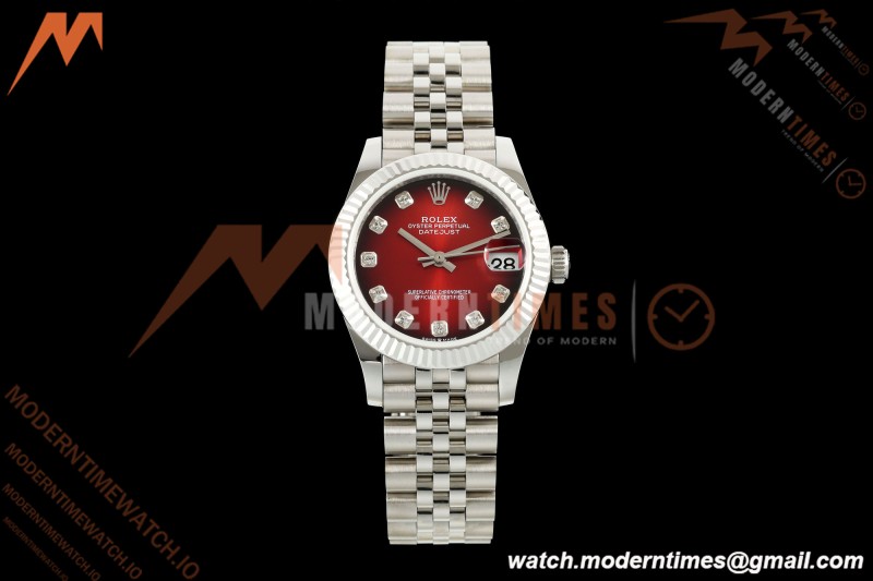 Rolex - Datejust Ladies 278274 31mm Jub Flt SS/SS Red/Dia GMF A2824 | 롤렉스 - 데이트저스트 레이디스 278274 31mm 주브 플랫 SS/SS 레드/다이아 GMF A2824