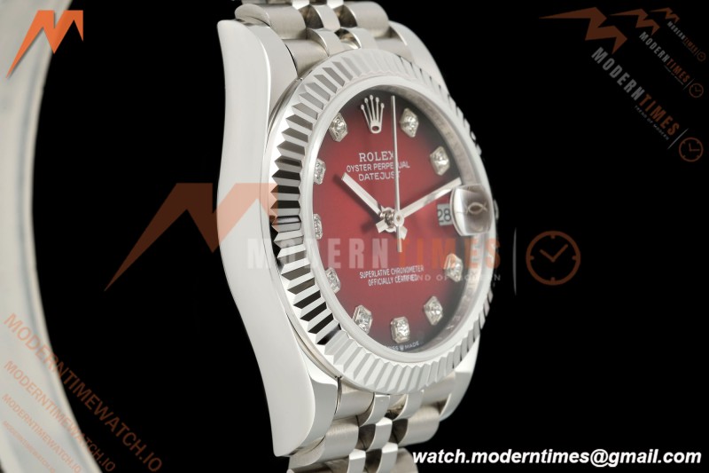 Rolex - Datejust Ladies 278274 31mm Jub Flt SS/SS Red/Dia GMF A2824 | 롤렉스 - 데이트저스트 레이디스 278274 31mm 주브 플랫 SS/SS 레드/다이아 GMF A2824