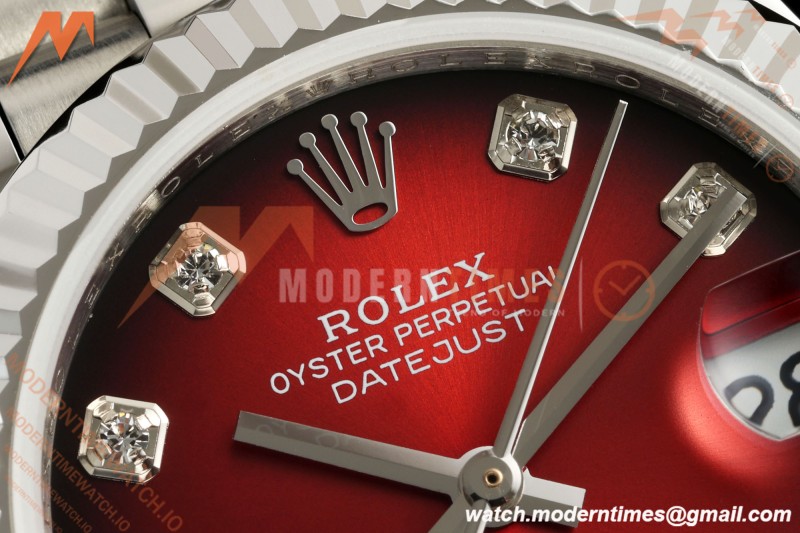 Rolex - Datejust Ladies 278274 31mm Jub Flt SS/SS Red/Dia GMF A2824 | 롤렉스 - 데이트저스트 레이디스 278274 31mm 주브 플랫 SS/SS 레드/다이아 GMF A2824