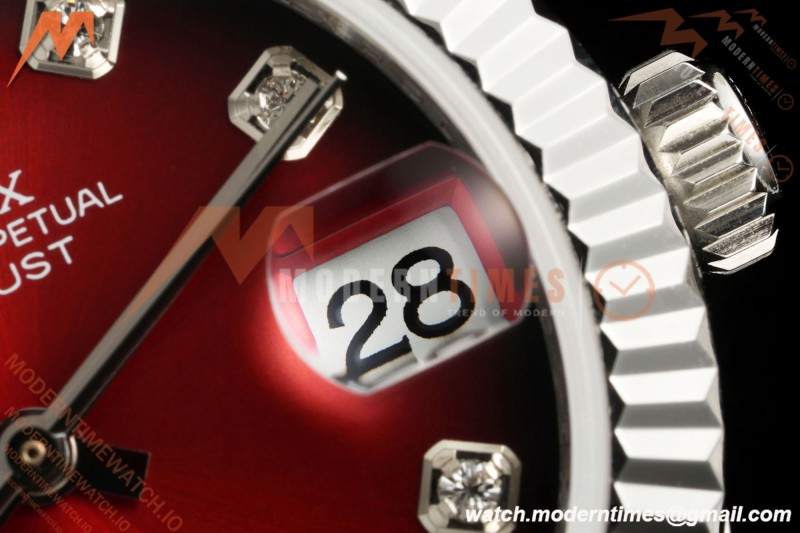Rolex - Datejust Ladies 278274 31mm Jub Flt SS/SS Red/Dia GMF A2824 | 롤렉스 - 데이트저스트 레이디스 278274 31mm 주브 플랫 SS/SS 레드/다이아 GMF A2824