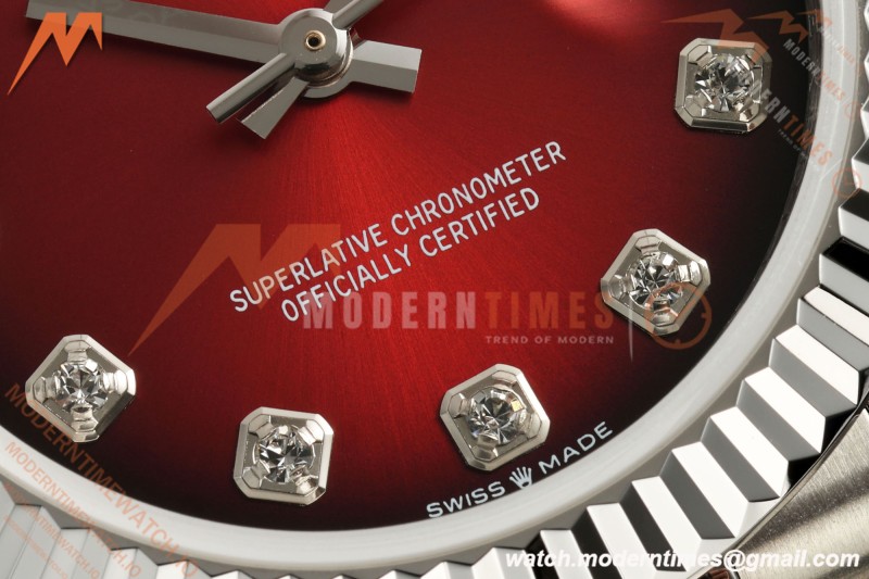 Rolex - Datejust Ladies 278274 31mm Jub Flt SS/SS Red/Dia GMF A2824 | 롤렉스 - 데이트저스트 레이디스 278274 31mm 주브 플랫 SS/SS 레드/다이아 GMF A2824