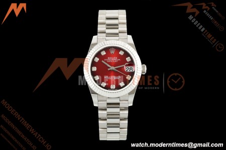Rolex - Datejust Ladies 278274 31mm Pre Flt SS/SS Red/Dia GMF A2824 | 롤렉스 - 데이트저스트 레이디스 278274 31mm 프리플랫 SS/SS 레드/다이아 GMF A2824