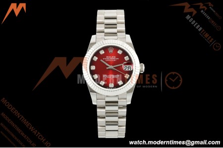 Rolex - Datejust Ladies 278274 31mm Pre Flt SS/SS Red/Dia GMF A2824 | 롤렉스 - 데이트저스트 레이디스 278274 31mm 프리플랫 SS/SS 레드/다이아 GMF A2824