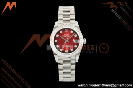 Rolex - Datejust Ladies 278274 31mm Pre Dia SS/SS Red/Dia GMF A2824 | 롤렉스 - 데이트저스트 레이디스 278274 31mm 프리다이아 SS/SS 레드/다이아 GMF A2824