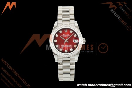 Rolex - Datejust Ladies 278274 31mm Pre Dia SS/SS Red/Dia GMF A2824 | 롤렉스 - 데이트저스트 레이디스 278274 31mm 프리다이아 SS/SS 레드/다이아 GMF A2824