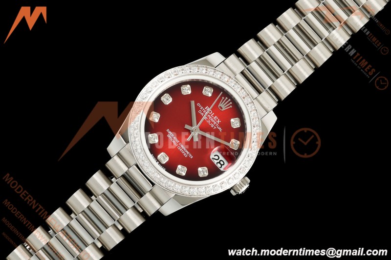 Rolex - Datejust Ladies 278274 31mm Pre Dia SS/SS Red/Dia GMF A2824