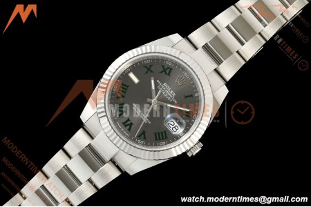 Rolex - Datejust 126334 41mm Wimbledon Oys Flt 904L SS/SS Grey/Rmn SCF VR3235 | 롤렉스 데이저스트 126334, 41mm, 윔블던, 오이스터 브레이슬릿, 플루티드 베젤, 904L 스테인리스 스틸 케이스/브레이슬릿, 그레이 다이얼, 로만 인덱스, SCF, VR3235 무브먼트