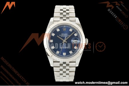 Rolex - Datejust 126334 41mm Jub Flt 904L SS/SS Blu/Dia SCF VR3235 | 롤렉스 데이트저스트 126334 41mm 주빌리 브레이슬릿 플루티드 베젤 904L 스테인리스 스틸/스테인리스 스틸 블루 다이얼 다이아몬드 인덱스 SCF VR3235 무브먼트