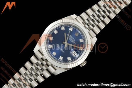 Rolex - Datejust 126334 41mm Jub Flt 904L SS/SS Blu/Dia SCF VR3235 | 롤렉스 데이트저스트 126334 41mm 주빌리 브레이슬릿 플루티드 베젤 904L 스테인리스 스틸/스테인리스 스틸 블루 다이얼 다이아몬드 인덱스 SCF VR3235 무브먼트