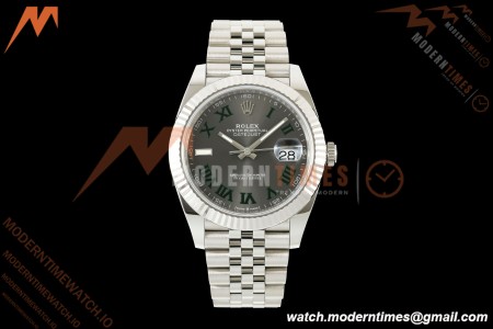 Rolex - Datejust 126334 41mm Wimbledon Jub Flt 904L SS/SS Grey/Rmn SCF VR3235 | 롤렉스 데이트저스트 41 Ref.126334 “윔블던” 41mm, 쥬빌리 브레이슬릿, 플루티드 베젤, 904L 스테인리스 스틸, 그레이 다이얼 로마 숫자 인덱스, SCF, VR3235 무브먼트