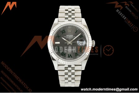 Rolex - Datejust 126334 41mm Wimbledon Jub Flt 904L SS/SS Grey/Rmn SCF VR3235 | 롤렉스 데이트저스트 41 Ref.126334 “윔블던” 41mm, 쥬빌리 브레이슬릿, 플루티드 베젤, 904L 스테인리스 스틸, 그레이 다이얼 로마 숫자 인덱스, SCF, VR3235 무브먼트