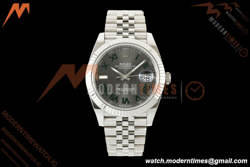 Rolex - Datejust 126334 41mm Wimbledon Jub Flt 904L SS/SS Grey/Rmn SCF VR3235 | 롤렉스 데이트저스트 41 Ref.126334 “윔블던” 41mm, 쥬빌리 브레이슬릿, 플루티드 베젤, 904L 스테인리스 스틸, 그레이 다이얼 로마 숫자 인덱스, SCF, VR3235 무브먼트