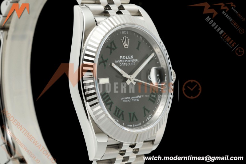 Rolex - Datejust 126334 41mm Wimbledon Jub Flt 904L SS/SS Grey/Rmn SCF VR3235 | 롤렉스 데이트저스트 41 Ref.126334 “윔블던” 41mm, 쥬빌리 브레이슬릿, 플루티드 베젤, 904L 스테인리스 스틸, 그레이 다이얼 로마 숫자 인덱스, SCF, VR3235 무브먼트