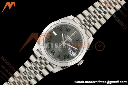 Rolex - Datejust 126334 41mm Wimbledon Jub Flt 904L SS/SS Grey/Rmn SCF VR3235 | 롤렉스 데이트저스트 41 Ref.126334 “윔블던” 41mm, 쥬빌리 브레이슬릿, 플루티드 베젤, 904L 스테인리스 스틸, 그레이 다이얼 로마 숫자 인덱스, SCF, VR3235 무브먼트