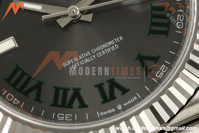 Rolex - Datejust 126334 41mm Wimbledon Jub Flt 904L SS/SS Grey/Rmn SCF VR3235 | 롤렉스 데이트저스트 41 Ref.126334 “윔블던” 41mm, 쥬빌리 브레이슬릿, 플루티드 베젤, 904L 스테인리스 스틸, 그레이 다이얼 로마 숫자 인덱스, SCF, VR3235 무브먼트