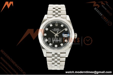 Rolex - Datejust 126334 41mm Jub Flt 904L SS/SS Blk/Dia SCF VR3235 | 롤렉스 데이트저스트 126334 41mm 주빌리 브레이슬릿 플랫 링크 904L 스테인리스 스틸/스테인리스 스틸 블랙 다이얼 다이아몬드 인덱스 SCF VR3235 무브먼트
