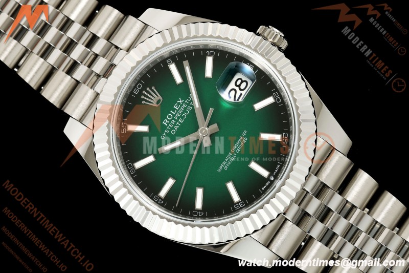 Rolex - Datejust 126334 41mm Jub Flt 904L SS/SS Ombre Green/Stk EWEF DD3235