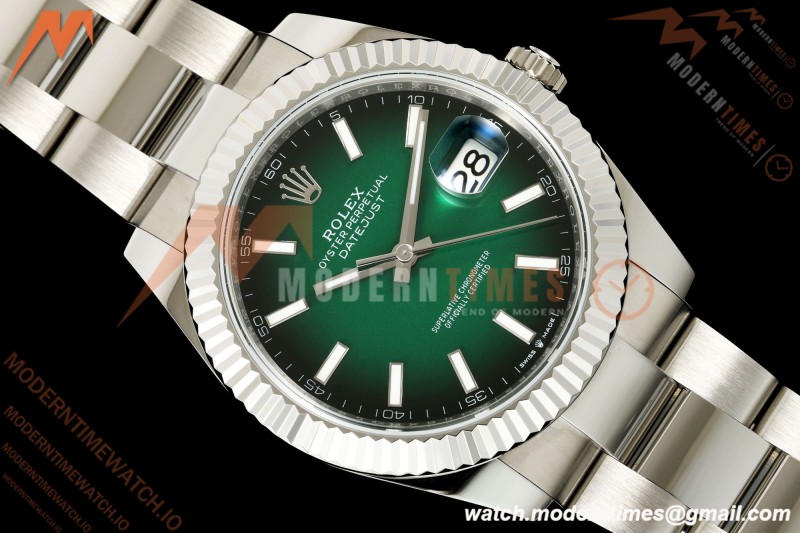Rolex - Datejust 126334 41mm Oys Flt 904L SS/SS Ombre Green/Stk EWEF DD3235