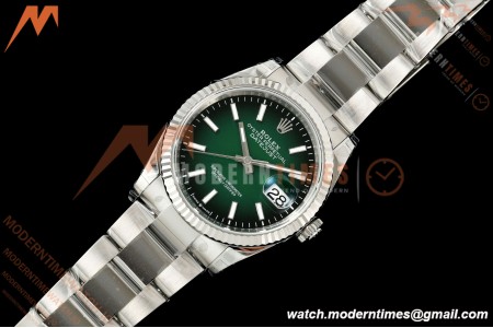 Rolex - Datejust 126234 36mm Oys Flt 904L SS/SS Ombre Green/Stk VSF V2 DD3235