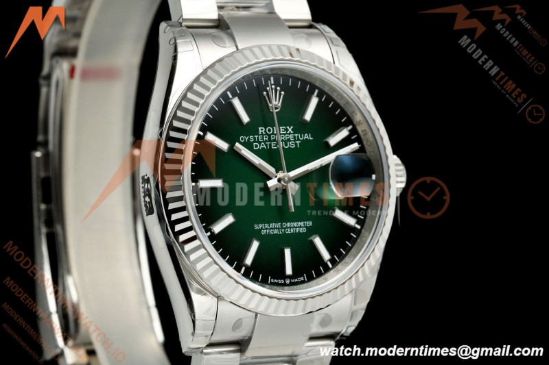 Rolex - Datejust 126234 36mm Oys Flt 904L SS/SS Ombre Green/Stk VSF V2 DD3235