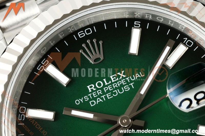 Rolex - Datejust 126334 41mm Jub Flt 904L SS/SS Ombre Green/Stk VSF V2 DD3235