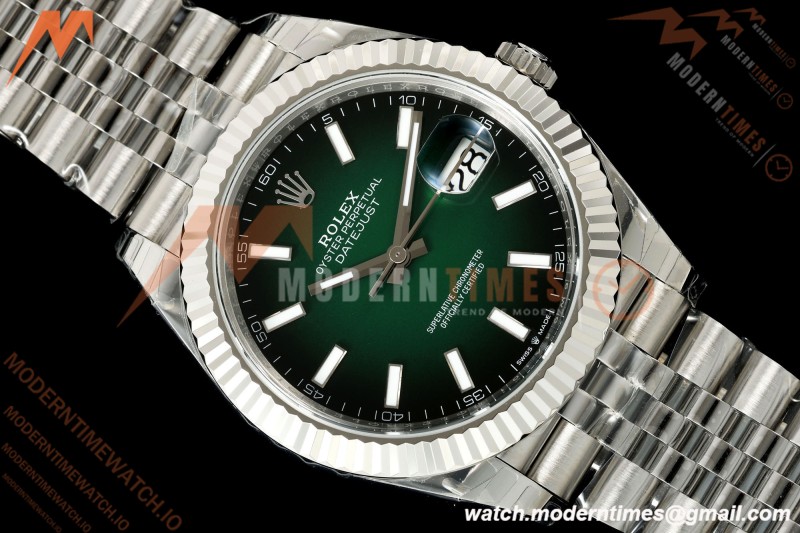 Rolex - Datejust 126334 41mm Jub Flt 904L SS/SS Ombre Green/Stk VSF V2 DD3235
