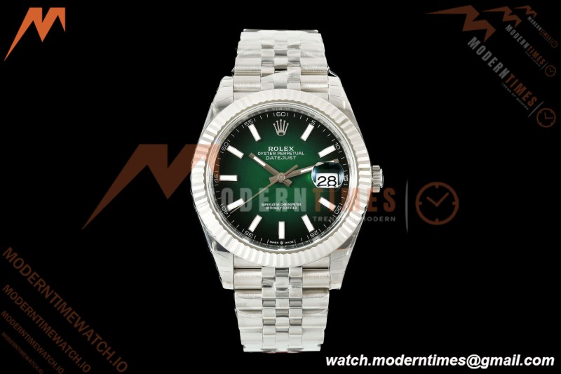 Rolex - Datejust 126334 41mm Jub Flt 904L SS/SS Ombre Green/Stk VSF V2 DD3235